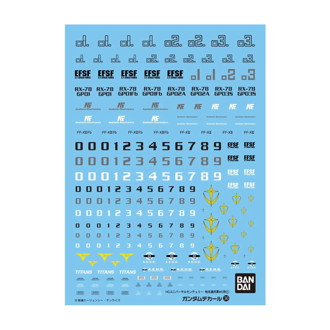 Gundam Decal No.30 MG Earth Federation Multiuse 1