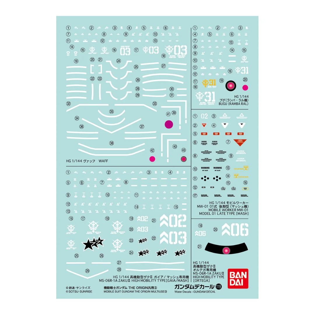 Gundam Decal No.119 Mobile Suit Gundam The Origin Multiuse 3