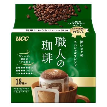 UCC- Drip Coffee with Hanging Ear Filter [Deep & Rich - Green] 7g x18 sachets
