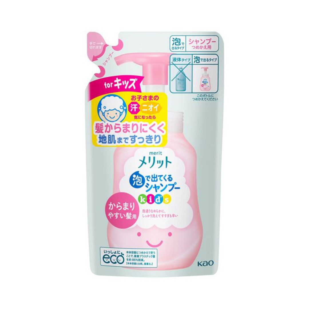 KAO花王- MERIT 慕絲泡沫無矽兒童洗髮水[蜜桃香] 240ml (補充裝)