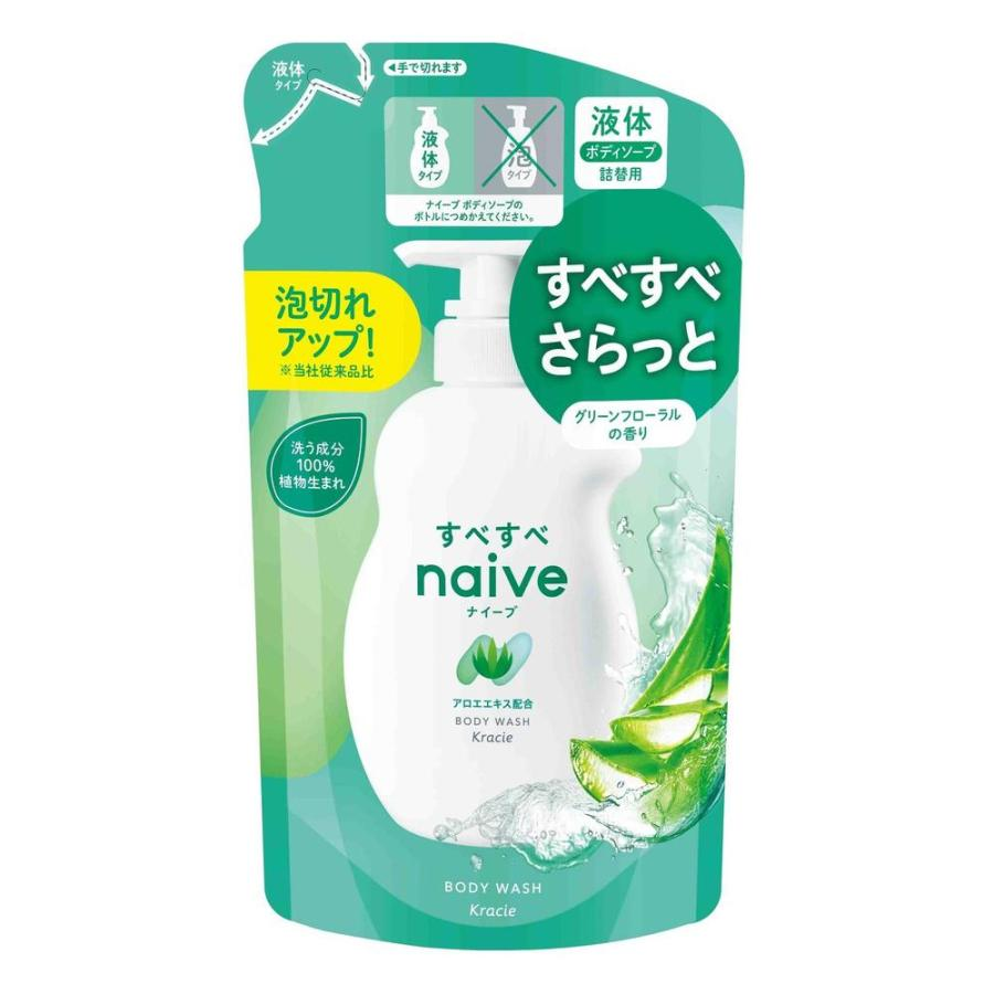 KRACIE –Naive Aloe Vera Extract Body Wash[Green Floral] 360ml (Refill)