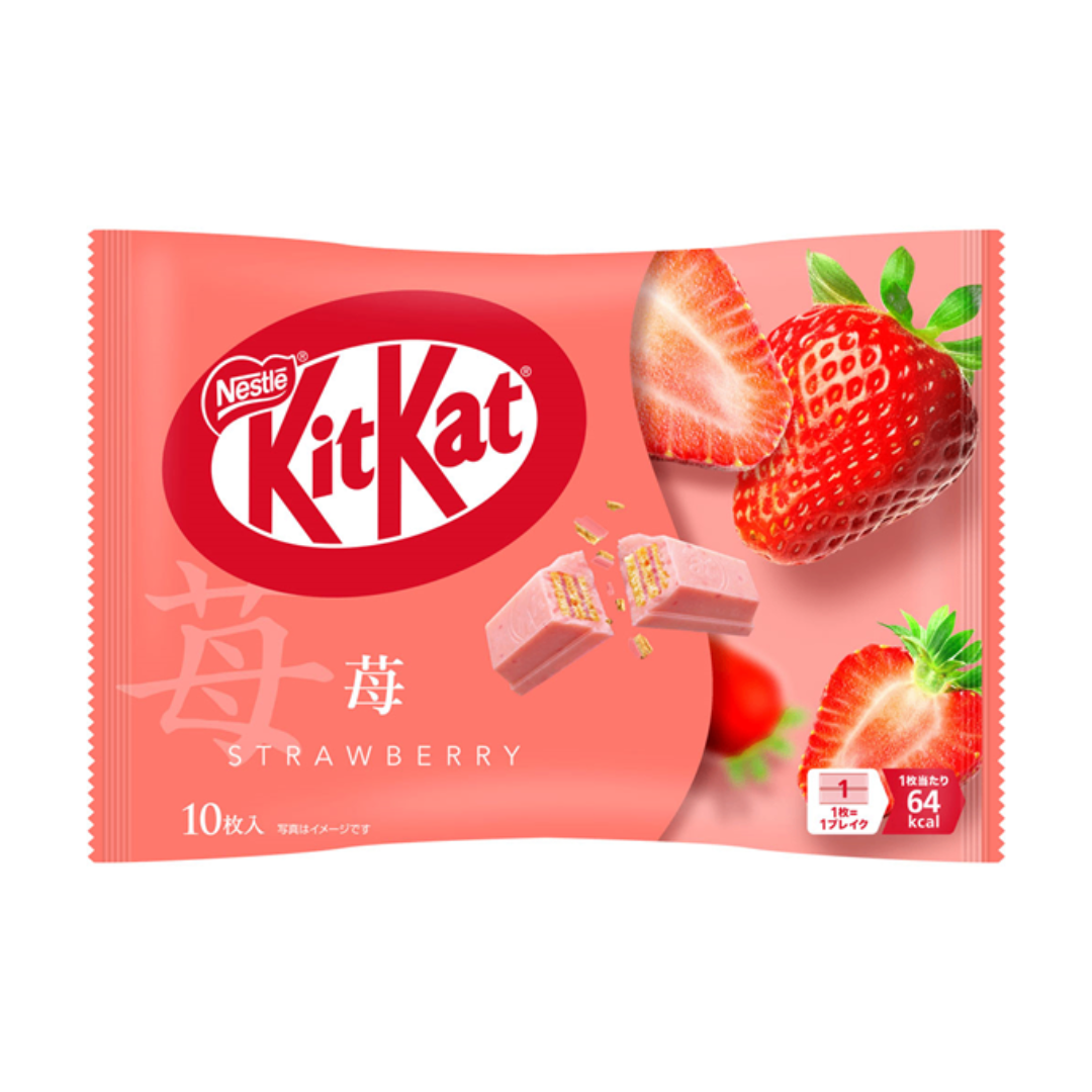 雀巢- 日版Kitkat迷你朱古力威化餅[華麗 士多啤梨] (10枚)