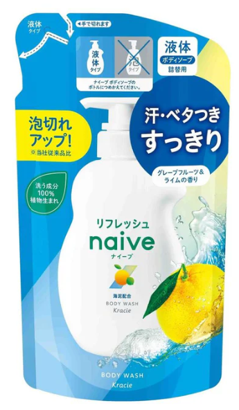 KRACIE- Naive柑橘精華沐浴乳[藍色西柚青檸] 360ml (補充裝)