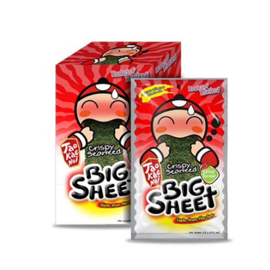 TAOKAENOI- BIG SHEET Grilled Seaweed (Spicy Flavour) 12 sheets